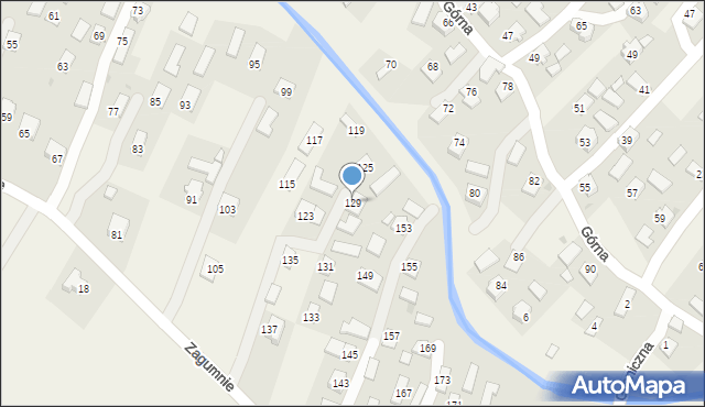 Długie, Zagumnie, 129, mapa Długie