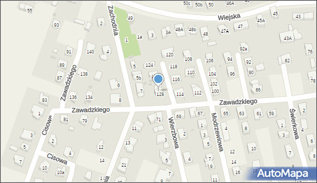 Długołęka, Zawadzkiego Aleksandra, gen., 128A, mapa Długołęka