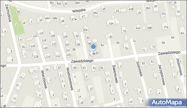 Długołęka, Zawadzkiego Aleksandra, gen., 86, mapa Długołęka