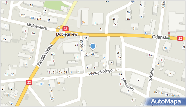 Dobiegniew, Zabytkowa, 2a, mapa Dobiegniew