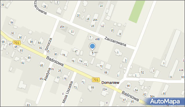 Domaniew, Zaczarowana, 5, mapa Domaniew