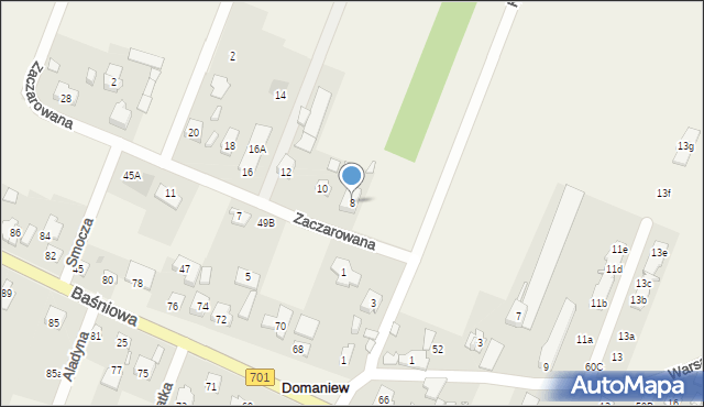 Domaniew, Zaczarowana, 8, mapa Domaniew