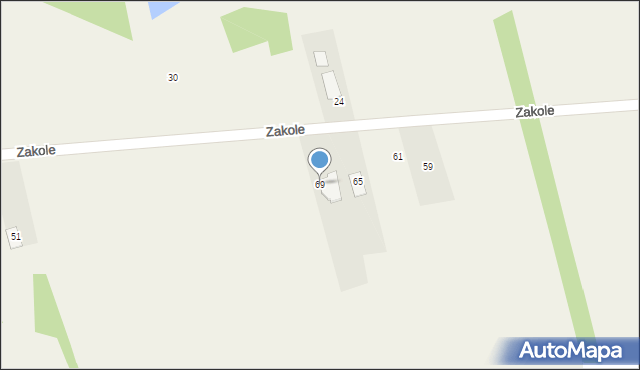 Dręszew, Zakole, 69, mapa Dręszew