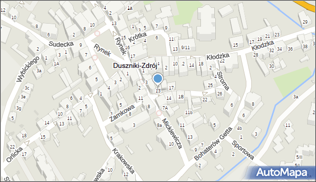 Duszniki-Zdrój, Zamkowa, 13, mapa Duszniki-Zdrój