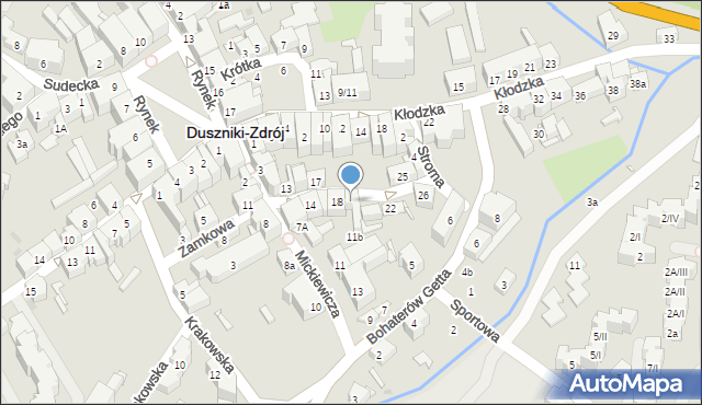 Duszniki-Zdrój, Zamkowa, 20, mapa Duszniki-Zdrój