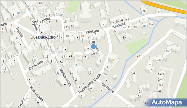 Duszniki-Zdrój, Zamkowa, 26, mapa Duszniki-Zdrój