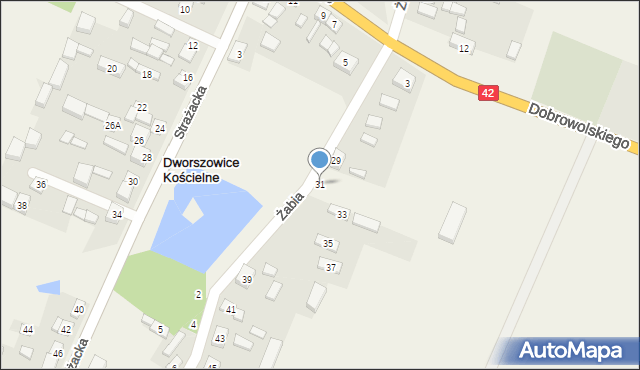 Dworszowice Kościelne, Żabia, 31, mapa Dworszowice Kościelne