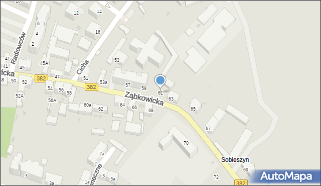 Dzierżoniów, Ząbkowicka, 61, mapa Dzierżoniów