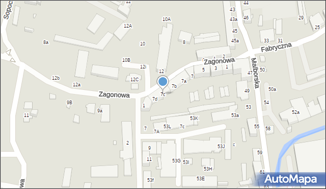 Elbląg, Zagonowa, 7c, mapa Elbląga