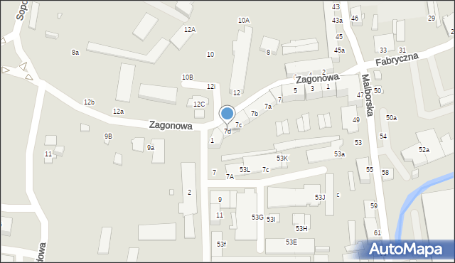 Elbląg, Zagonowa, 7d, mapa Elbląga