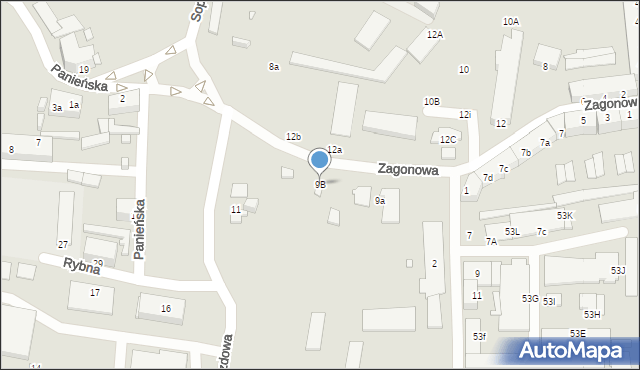 Elbląg, Zagonowa, 9B, mapa Elbląga