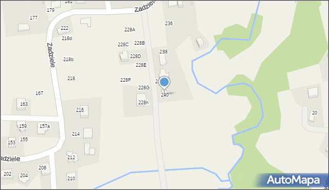 Gaj, Zadziele, 240, mapa Gaj