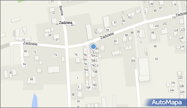 Gaj, Zadziele, 78A/1, mapa Gaj