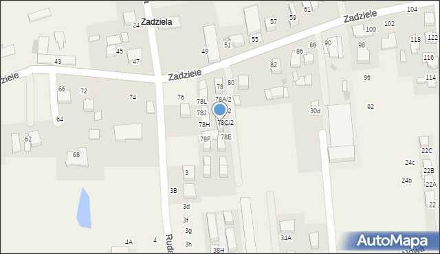 Gaj, Zadziele, 78b, mapa Gaj