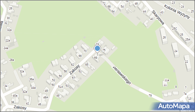 Gdańsk, Zakosy, 71, mapa Gdańska