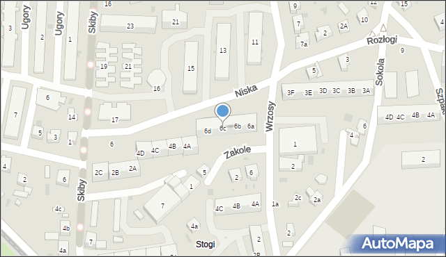 Gdańsk, Zakole, 6c, mapa Gdańska