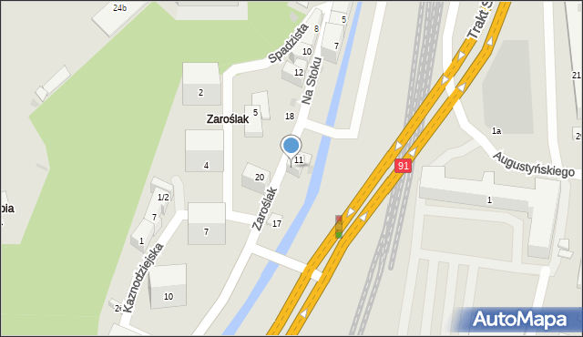Gdańsk, Zaroślak, 13, mapa Gdańska