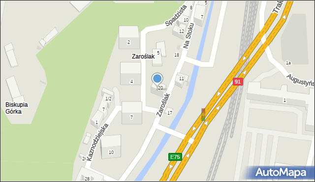 Gdańsk, Zaroślak, 22, mapa Gdańska