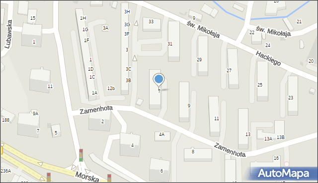 Gdynia, Zamenhofa Ludwika, dr., 7, mapa Gdyni