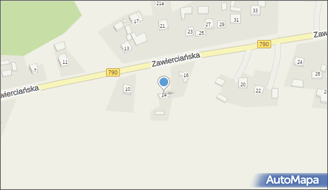 Giebło, Zawierciańska, 14, mapa Giebło