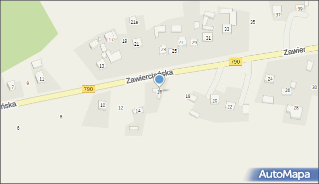 Giebło, Zawierciańska, 16, mapa Giebło