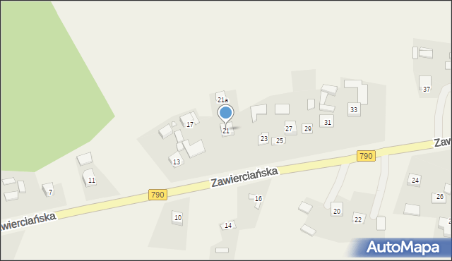 Giebło, Zawierciańska, 21, mapa Giebło