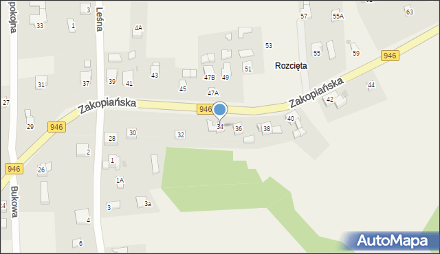 Gilowice, Zakopiańska, 34, mapa Gilowice