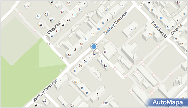 Gliwice, Zawiszy Czarnego, 5a, mapa Gliwic