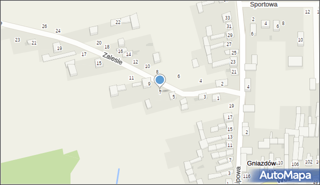 Gniazdów, Zalesie, 7, mapa Gniazdów