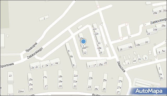 Gniezno, Zabłockiego Mateusza, ks. mjr., 12a, mapa Gniezna