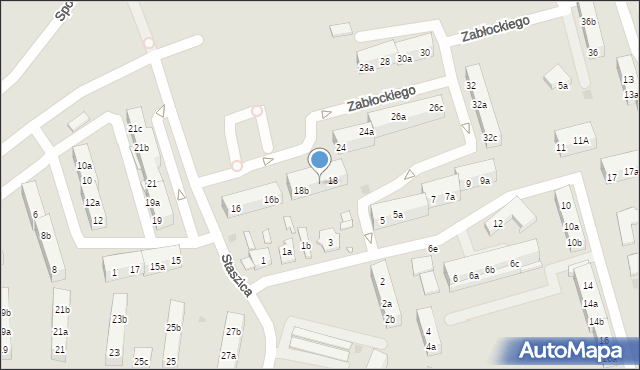 Gniezno, Zabłockiego Mateusza, ks. mjr., 18a, mapa Gniezna