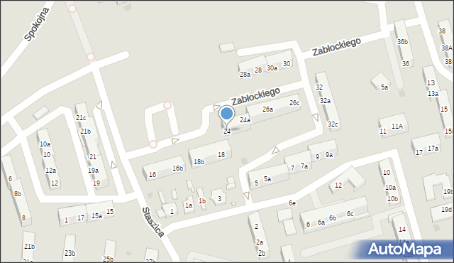 Gniezno, Zabłockiego Mateusza, ks. mjr., 24, mapa Gniezna