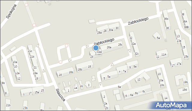 Gniezno, Zabłockiego Mateusza, ks. mjr., 24a, mapa Gniezna