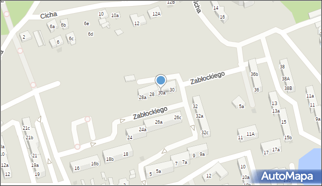 Gniezno, Zabłockiego Mateusza, ks. mjr., 30a, mapa Gniezna