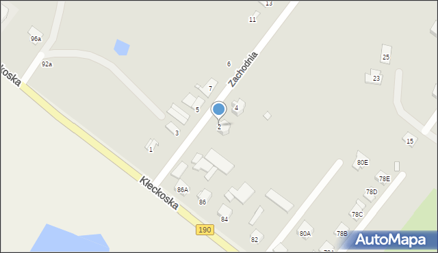 Gniezno, Zachodnia, 2, mapa Gniezna