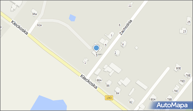 Gniezno, Zachodnia, 3, mapa Gniezna