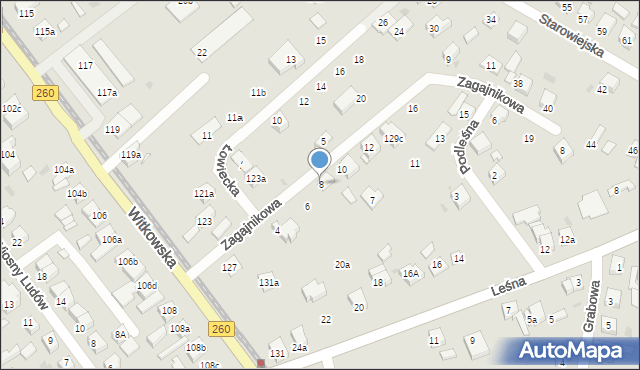 Gniezno, Zagajnikowa, 8, mapa Gniezna