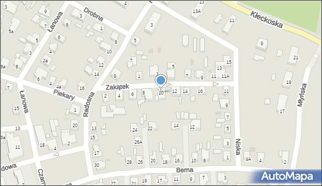 Gniezno, Zakątek, 10, mapa Gniezna