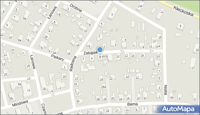 Gniezno, Zakątek, 6, mapa Gniezna