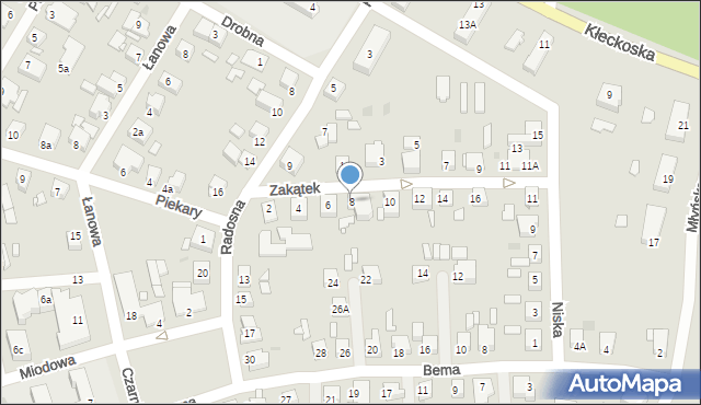 Gniezno, Zakątek, 8, mapa Gniezna