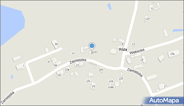 Gniezno, Zamiejska, 13, mapa Gniezna