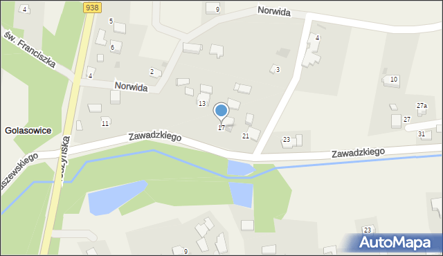 Golasowice, Zawadzkiego, 17, mapa Golasowice