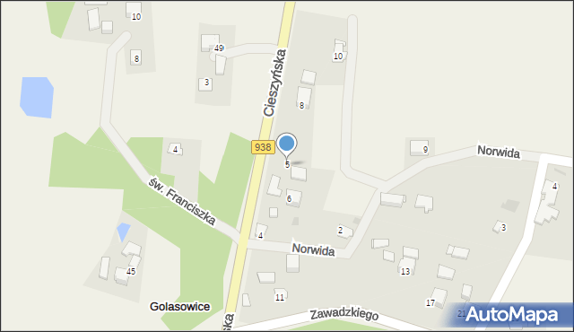 Golasowice, Zawadzkiego, 5, mapa Golasowice