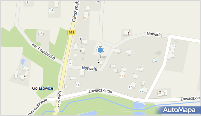 Golasowice, Zawadzkiego, 9, mapa Golasowice