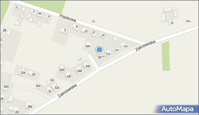 Golina, Zakrzewska, 34, mapa Golina