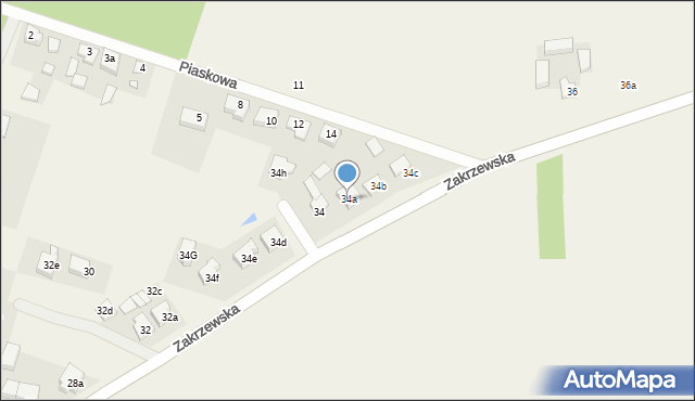 Golina, Zakrzewska, 34a, mapa Golina