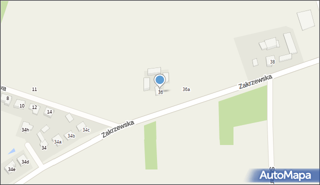 Golina, Zakrzewska, 36, mapa Golina