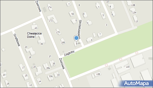 Gorzów Wielkopolski, Zagłoby Jana Onufrego, 3, mapa Gorzów Wielkopolski