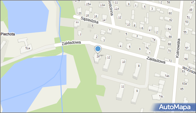 Gostynin, Zakładowa, 14, mapa Gostynin