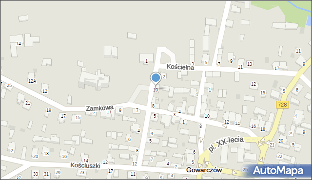 Gowarczów, Zamkowa, 10, mapa Gowarczów